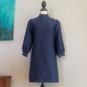 Mock Neck Mini with Textured Geometric Floral Print , Sz M